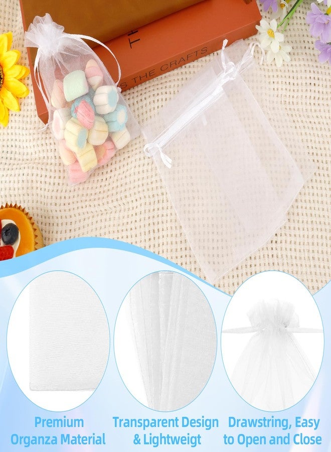 Linsuminn Organza Bags, Organza Bags 4"x6", 60PCS Small Mesh Bag Drawstring, White Sheer Wedding Party Favor Bag, Small Mesh Gift Pouches Jewelry Mini Candy Pouch for Wedding, Graduate, Baby Shower Party Supply - Image 3